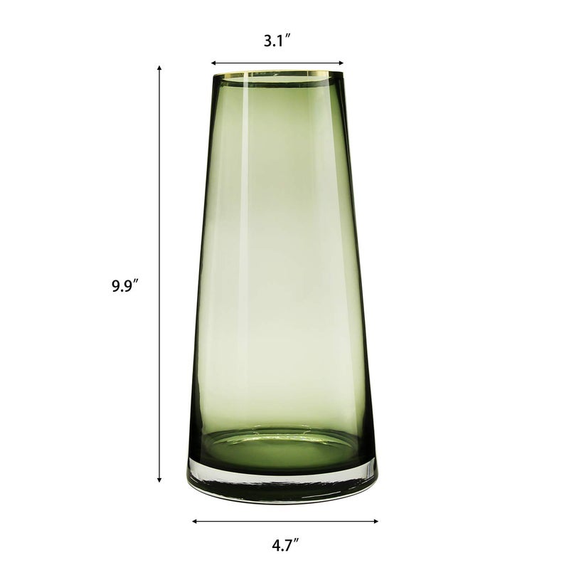Funsoba 10â€œ Green Glass Vase with Gold Mouth for Centerpieces Home Wedding Decoration - Image 5